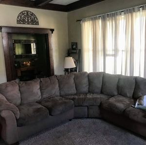 Brown Suade Sectional Couch
